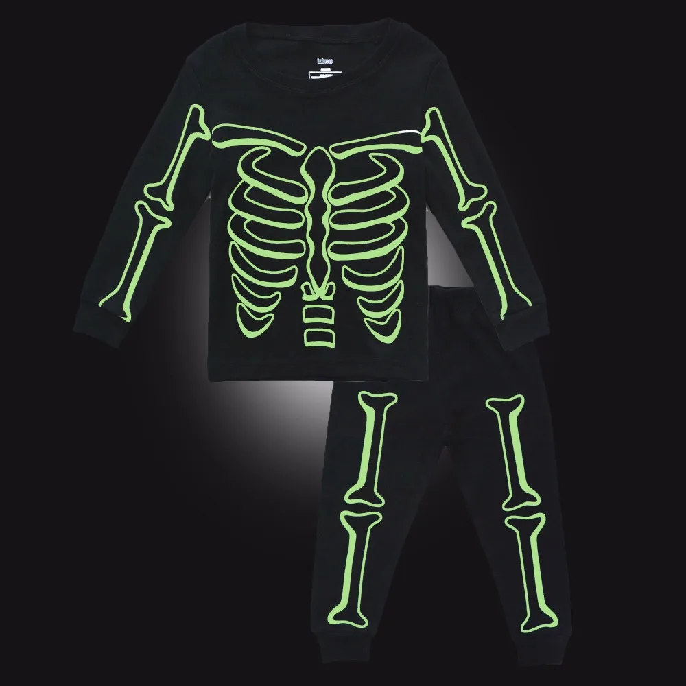 BINIDUCKLING Baby Boy Sleepwear Pajama Sets Luminous Skull Cotton Long