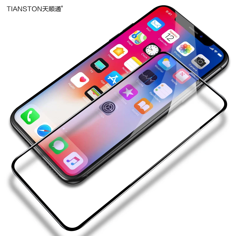 

TIANSTON Tempered Glass for Iphone X 3D 9H Full Cover Screen Protector Film Explosion-proof for Iphone X 10 Tough Curved Edge