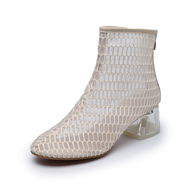 Boots Net Slim Women's Boots Rough Yarn Shirt Boots Women's Summer Crystal With Breathable Boots European Station Sexy