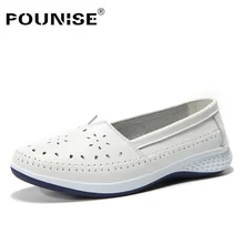 Весенние женские туфли на плоской подошве; женские мокасины без застежки из натуральной кожи; Повседневная обувь; женские летние лоферы; большие размеры 35-42