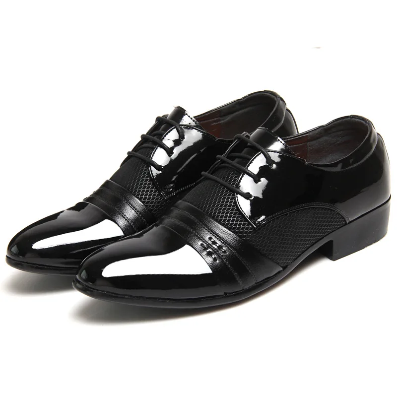 Мужская официальная обувь; дышащие Туфли-оксфорды с острым носком из лакированной кожи; Мужские модельные туфли в деловом стиле; кожаная обувь