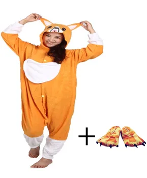

New Style Cartoon Love Dogs Orange Animal Jumpsuit Pajamas Gentle Indoor Floor Shoes For Christmas Gifts Winter Warm Racksuits