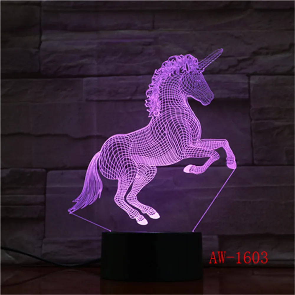 Unicorn AW-1603 Romantic Gift 7 Change 3D Color Room Kids Decor LED Light Last Table Girlfriend Toys discount Lustre Lamp Awencomn Night Holiday 8 Unicorn AW-1603 Romantic Gift 8