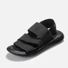 Летние Мужская обувь на плоской подошве Мокасины Гладиатор Hook& Loop Slip-On Эластичная лента мужские сандалии обувь, увеличивающая рост; на платформе Seadside