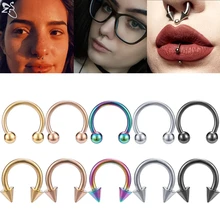 ZS 5 шт./лот кольцо для носа из нержавеющей стали Спайк Пирсинг носа Спираль пирсинг уха для женщин мужчин перегородки Кольца, Пирсинг тела, украшения
