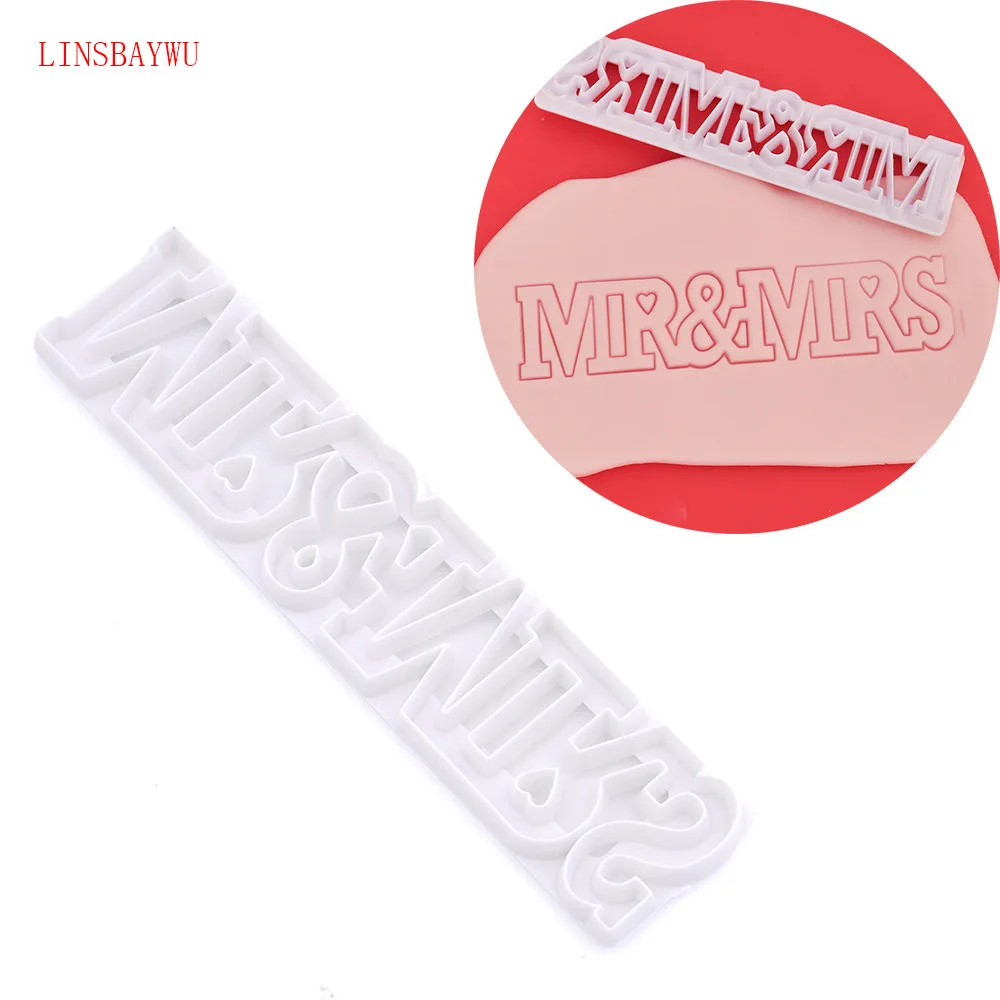 

Mr&Mrs Curved Words Decoration Cookie Cutter Shape Food Grade Plastic Cake Cutters Bicuit Mold Cake Tools