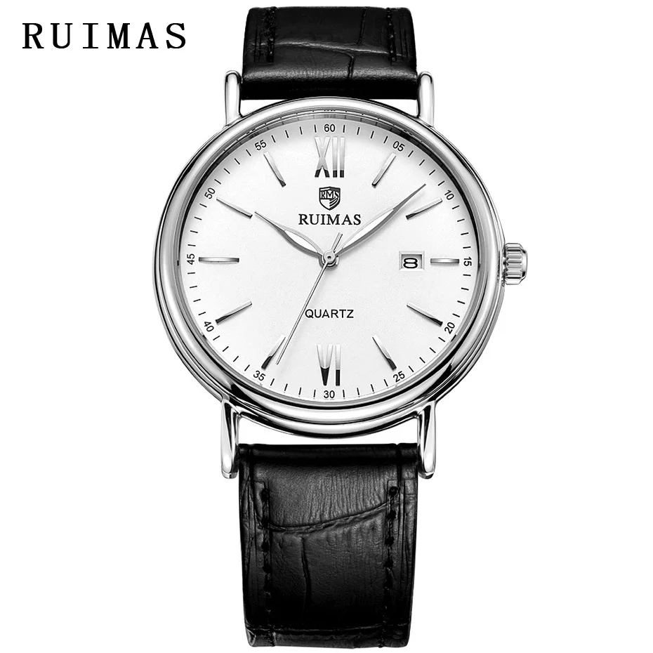 

RUIMAS Classic Quartz Watch Men Fashion Casual Genuine Leather Strap Business Watches Male Clock Wristwatches Erkek Kol Saati