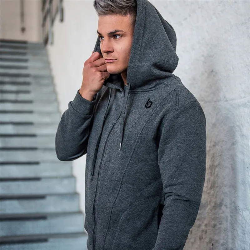 

YEMEKE 2018 New brand Hoodie Streetwear Fitness Black dark gray Hooded Hoody Mens Hoodies and Sweatshirts Size M-XXL