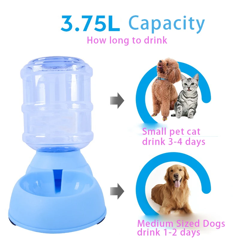 Pet Automatic Feeder Cat Dog Water Drinking Food Feeding Self