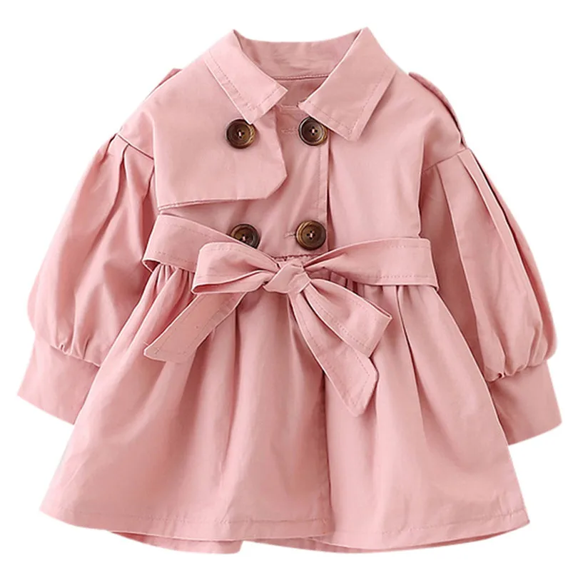 2019 new cute Toddler Infant Baby Boys Girls Solid Belt Bottons Trench Wind Coat Tops Outfits fashion design  (9)