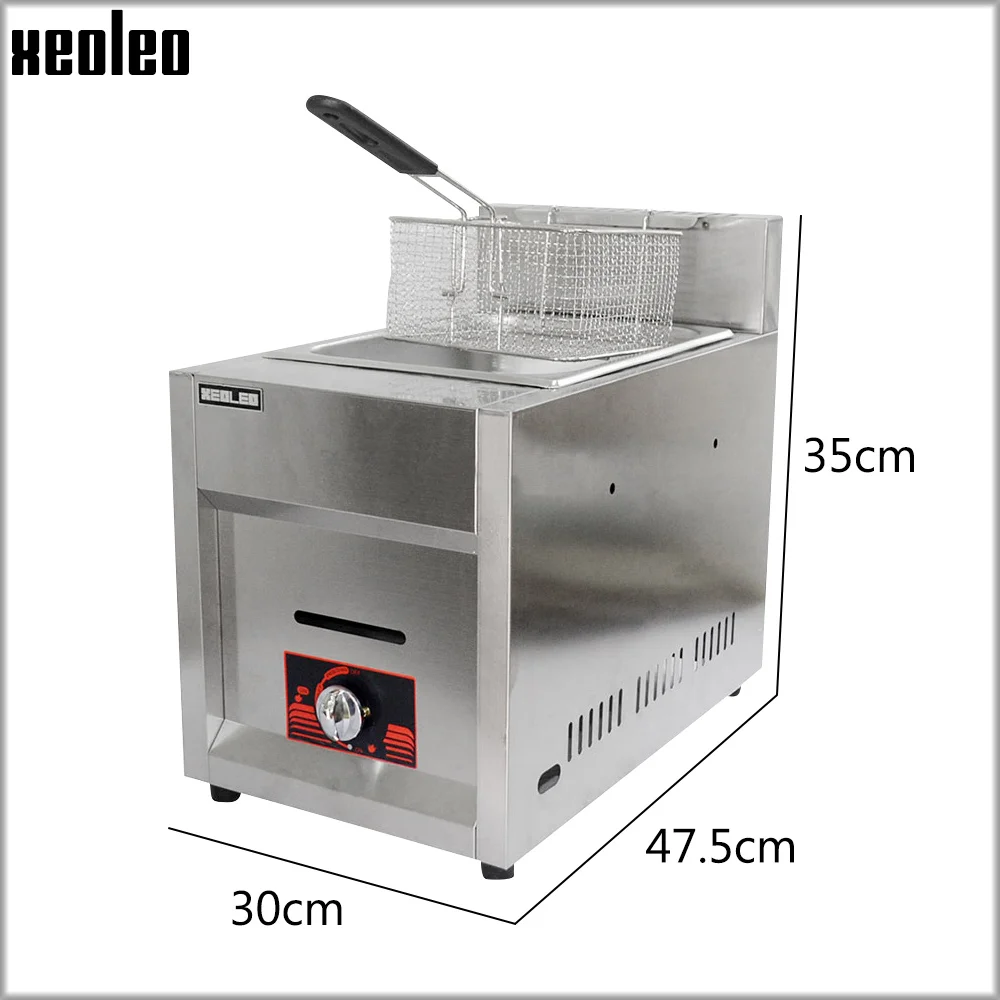 XEOLEO Commercial Gas  Deep Fryer Single Tank French/Chicken Fries Restaurant/Kitchen 6L Stainless Steel Food Processor 3