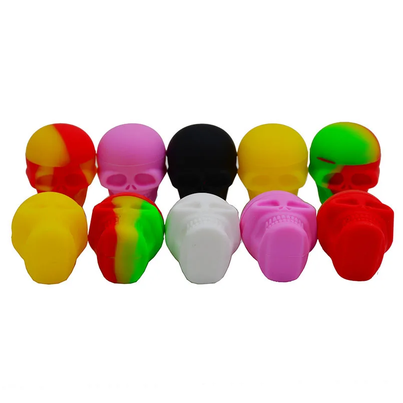 

10pcs Skull silicone wax jars disposable 3ml bho dab weed container jar for storage non stick oil slick hash kitchen jars