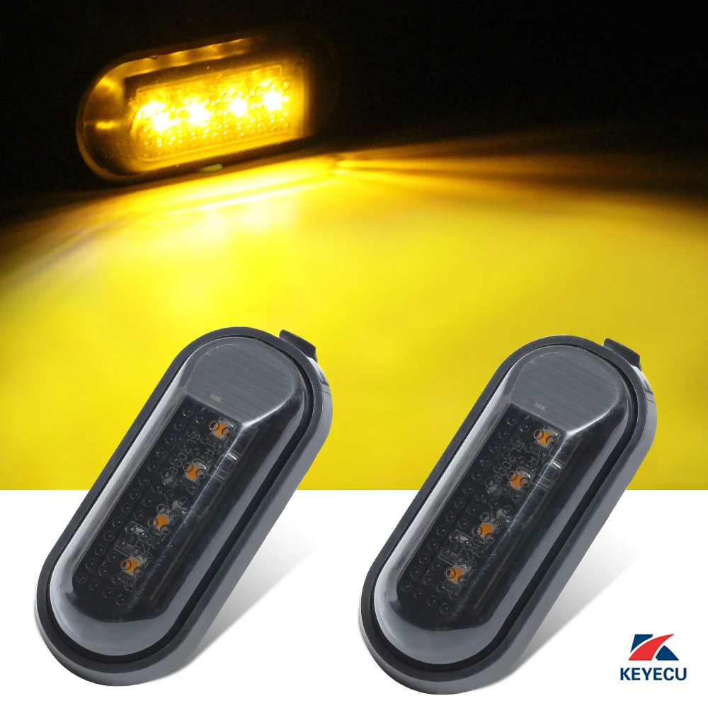 

KEYECU 2X Flat Style Smoked Lens Amber Side Marker Turn Signal Fender Light 4LED Sealed for Honda 12V