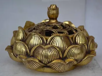 

wedding decoration 9.5 cm * / Collect brass in ancient China. Lotus flower incense burner