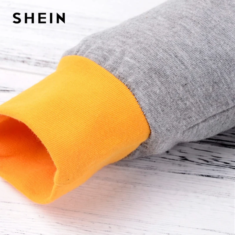 SHEIN طفل الفتيان الحيوان طباعة عارضة مقنعين أعلى مع عقدة السراويل الاطفال الملابس 2019 ملابس علوية بأكمام طويلة للربيع جيب الدافئة الفتيان المل...