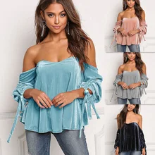 Bkld теплый бархат футболка осень Повседневное свободные с длинным рукавом сексуальный с плеча футболка Для женщин Твердые слэш Средства ухода за кожей Шеи Элегантный Топы корректирующие для дам