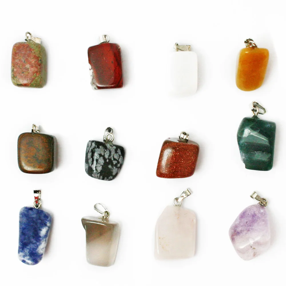 

Hot sale Fashion 12Pcs/lot Assorted Natural Stone Pendants Point Pendants Charms Pendants For DIY Jewelry Making Women Crafts