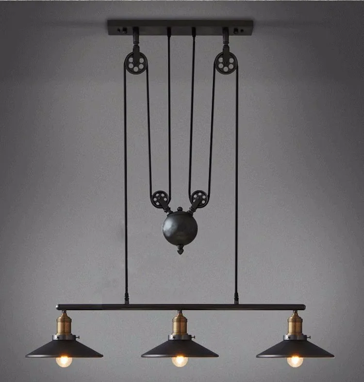 Luminárias em Estilo Sala de Jantar Luzes Pingente Loft Polia Hanglamp Lâmpada Retro Vintage Black Metal Industrial Iluminação Quarto Bar 5 pendant light fixture