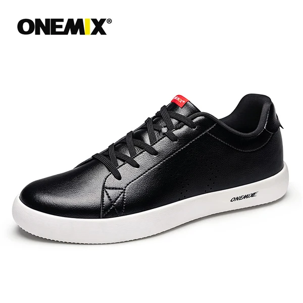 ONEMIX Couple Casual Flat Shoes Autumn Men Sport Sneaker Skateboarding Shoes Lightweight Walking Shoe Masculino Zapatos De Mujer - Цвет: U-black White