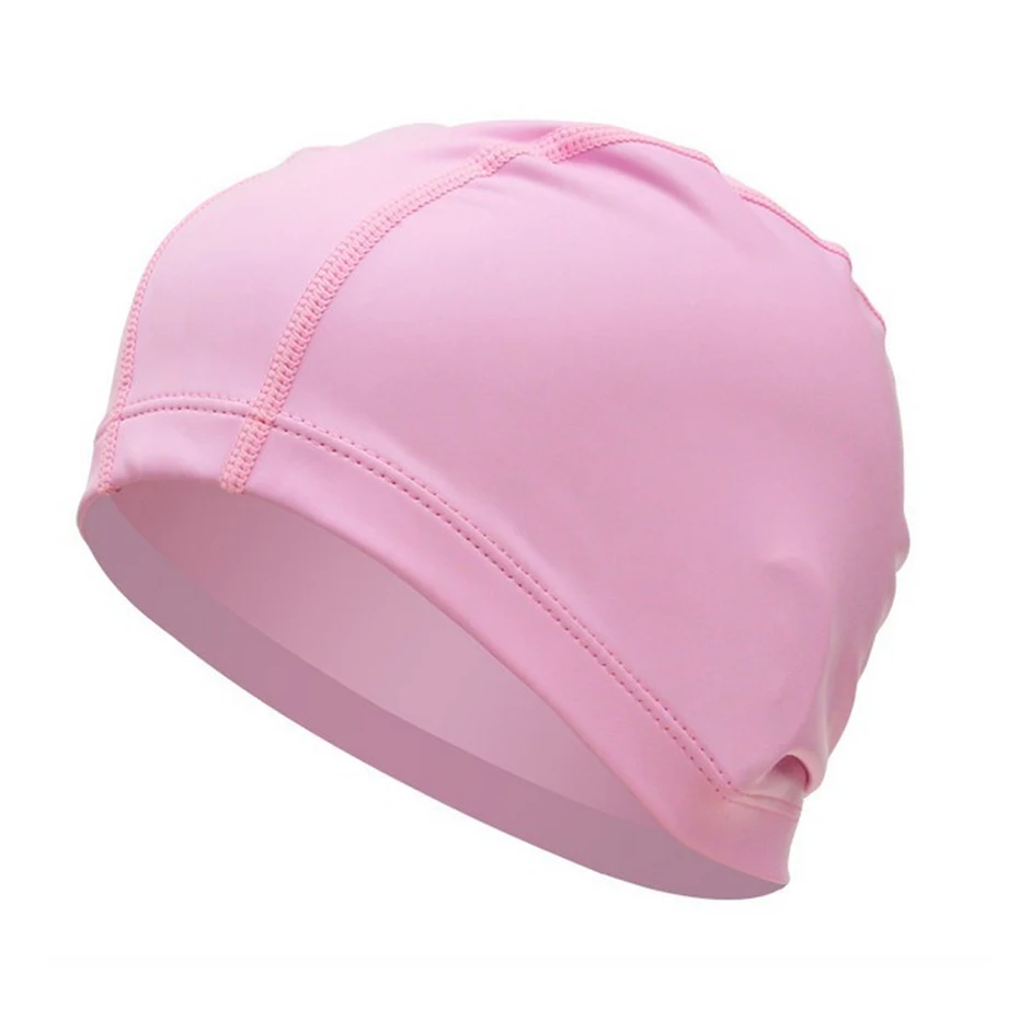 pink Шапочка для плавания, эластичная из водонепроницаемой пенополиуретановой ткани, защищающая уши, длинные волосы, спортивная шапочка для плавания в бассейне, свободный размер для мужчин и женщин, взрослых - Цвет: pink