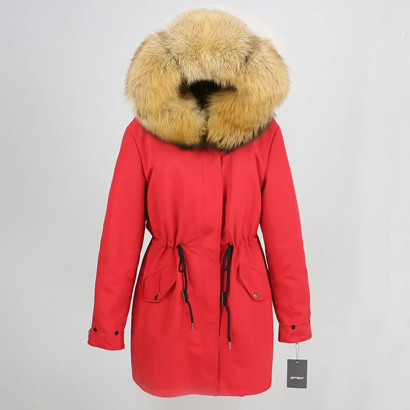 OFTBUY, зимняя женская куртка, пальто из натурального меха, длинная парка, воротник из натурального меха енота, капюшон, водонепроницаемая верхняя одежда, теплая уличная одежда