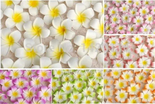 

100PCS 7cm Wholesale Plumeria Hawaiian Foam Frangipani Flower For Wedding Party Hair Clip Flower bouquet Decoration