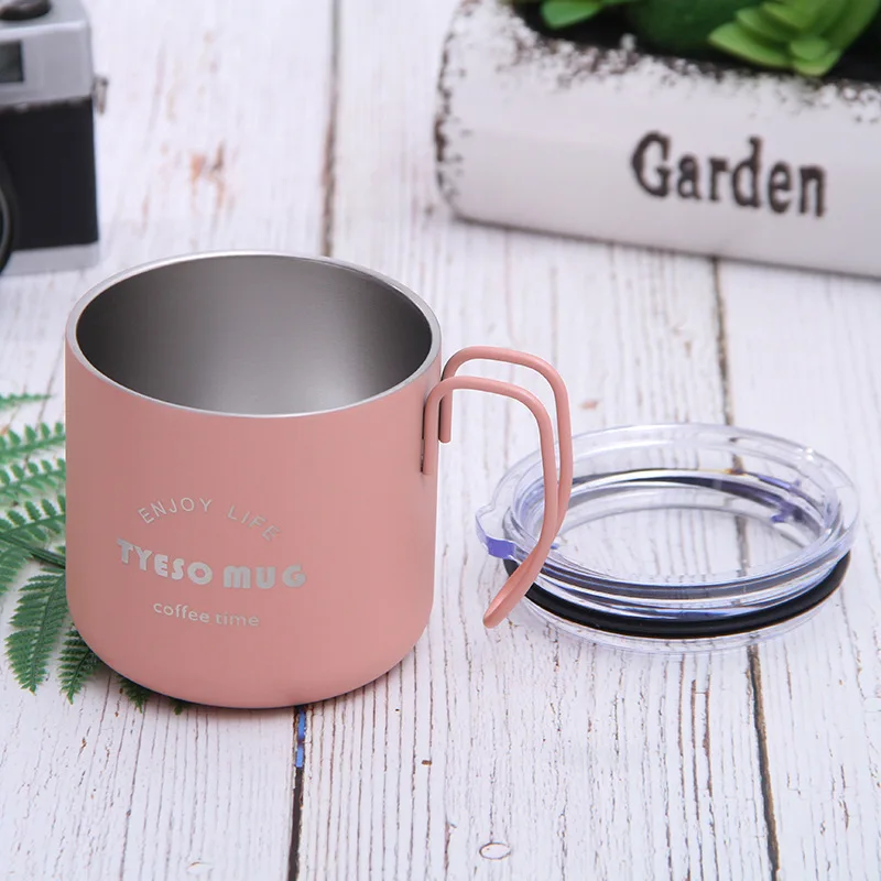 Stainless steel vacuum coffee cup with lid vacuum insulation cup color with handle office cup simple style coffee mug Stainless steel vacuum coffee cup with lid vacuum insulation cup color with handle office cup simple style coffee mug