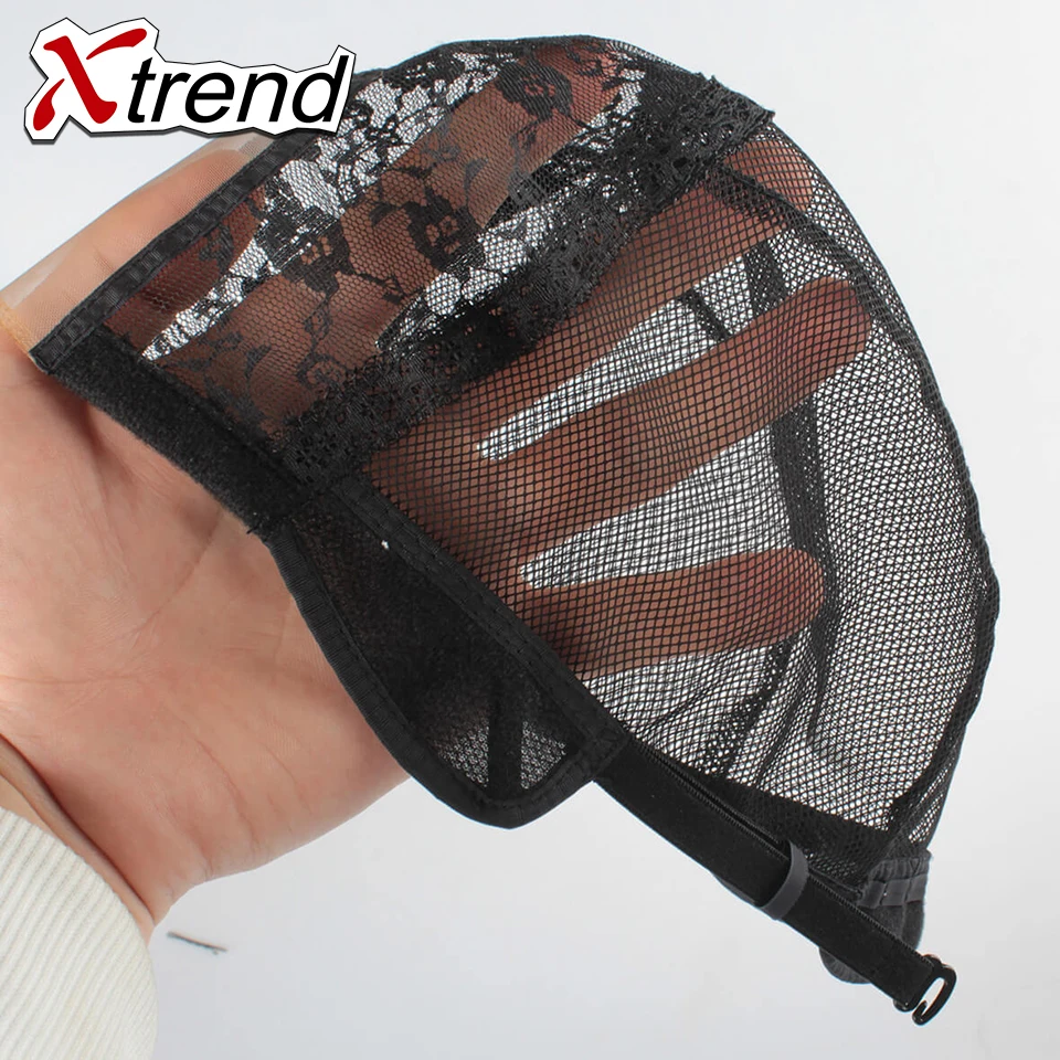 1pcs Black U Part Wig Cap With Swiss Lace Net For Making Wig With Adjustable Straps Top Stretch Gluless Weaving Cap