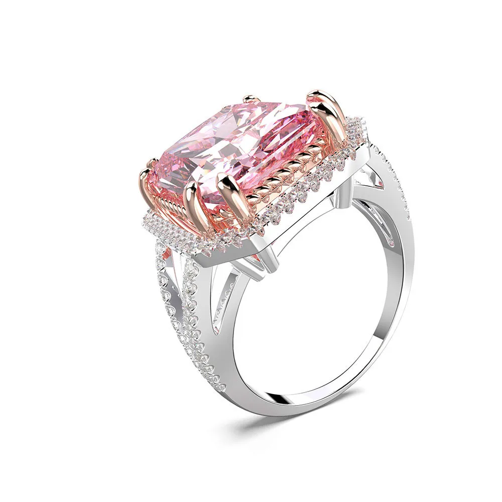 Wong Rain, роскошное, 925 пробы, серебро, розовый сапфир, драгоценный камень, свадебное, обручальное, женское кольцо, ювелирное изделие,, Прямая поставка
