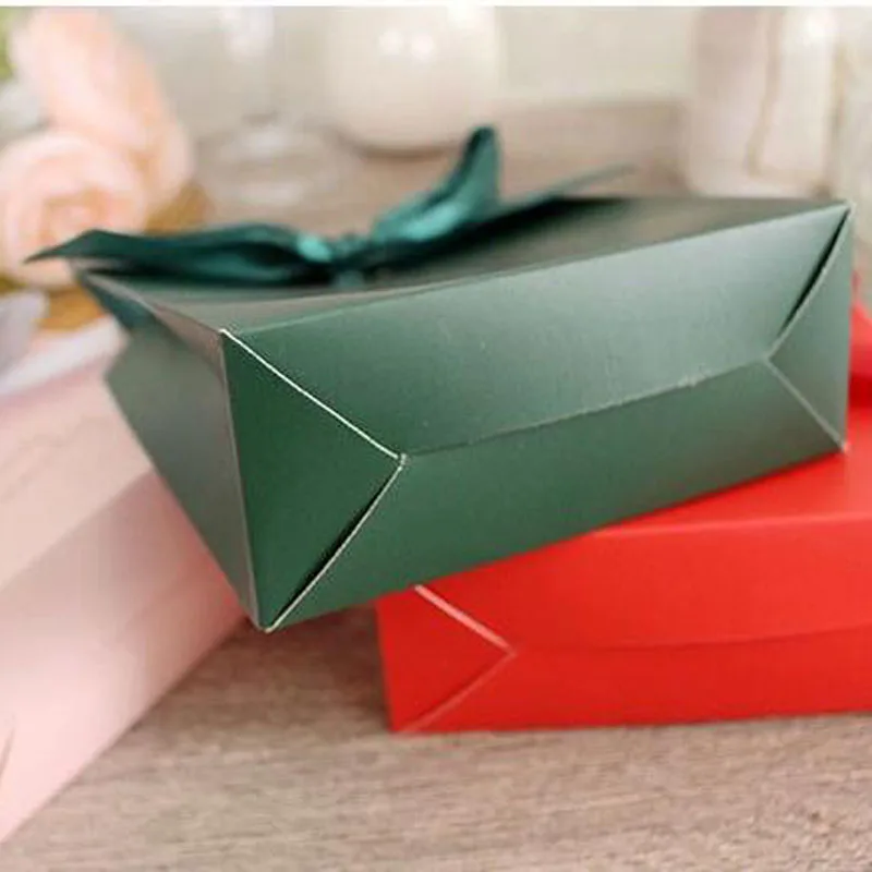 Маленькая темно зеленая коробка конфет с лентой 10 шт./лот|box with ribbon|box boxbox gift box |