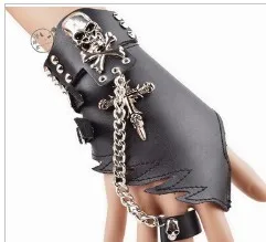 Крутой мужской модный кожаный Череп Крест хип-хоп браслет для вечеринки набор браслет в стиле "панк" - Окраска металла: black right hand