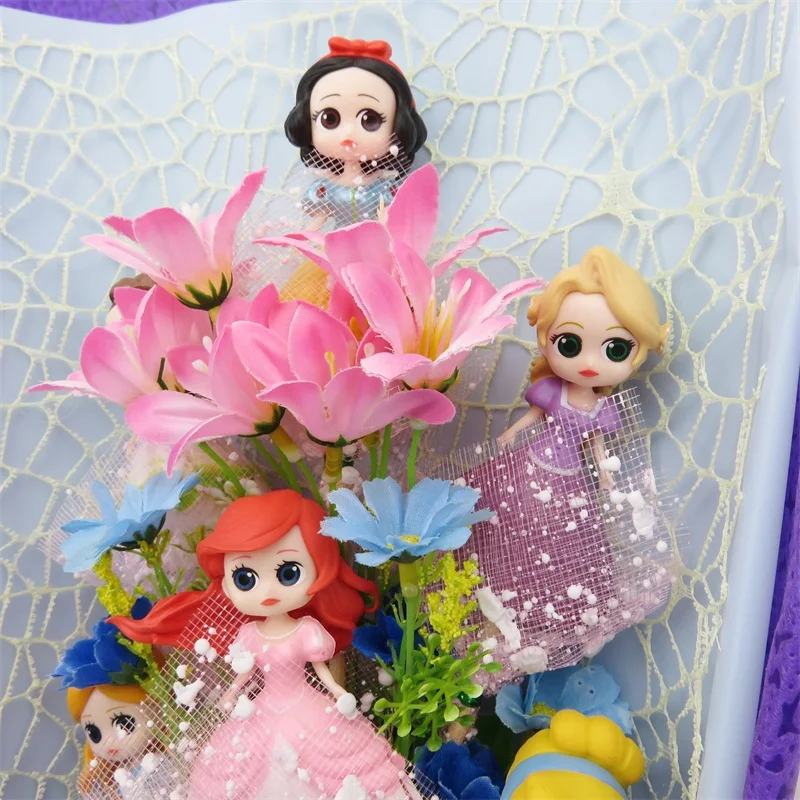 Прекрасный принцесса игрушки мультфильм букет Подарочная коробка с искусственными цветами творческие подарки для выпускного/День рождения/Валентина