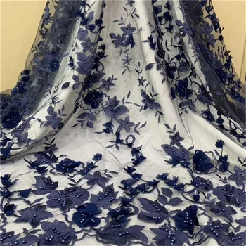 

Amazing 3D appliques French tulle net lace fabric for evening dress HNZ157 (5yards/lot)