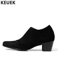 Korean style Men Casual leather shoes Genuine leather Height Increase Pointed toe Fashion Oxfords shoes Youth popular shoes 033