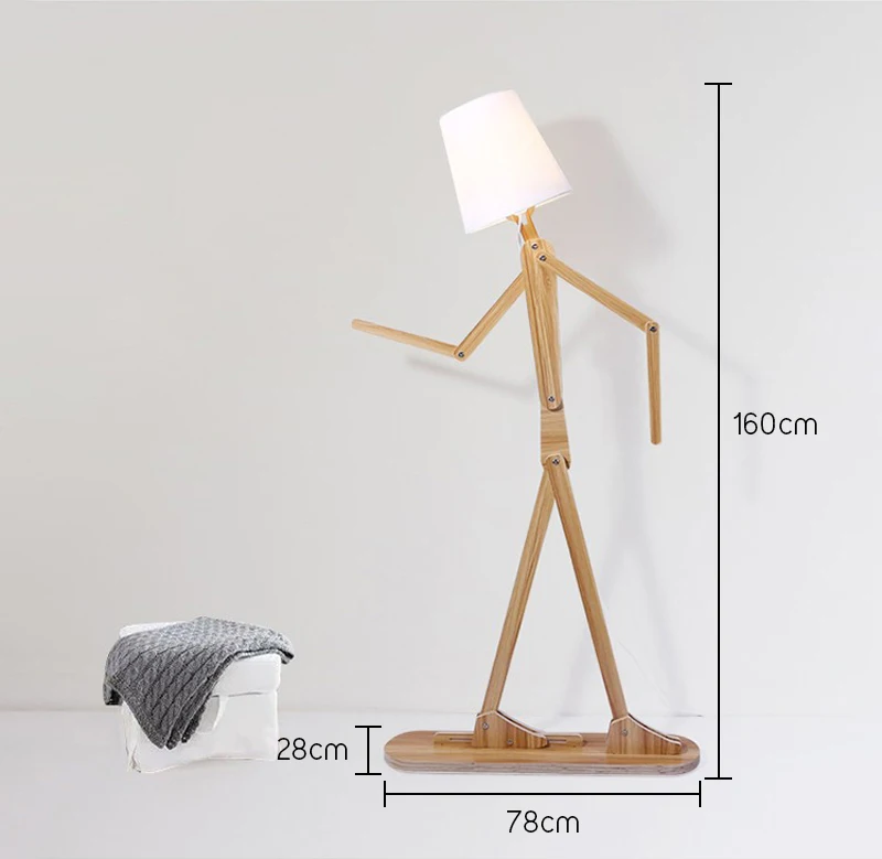 Creative Human Figure Floor Lamps Wooden Log Fabric Stand Light Living Room Bedside Piano Lighting Nordic E27 Standing Lights (4)