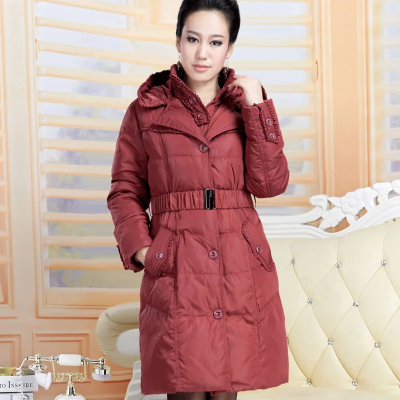 AYUNSUE куртка-пуховик на 90% белом утином пуху, зимнее теплое пальто, женская длинная куртка для женщин, тонкая парка, jaqueta feminina invern 125NvK - Цвет: Dark Red