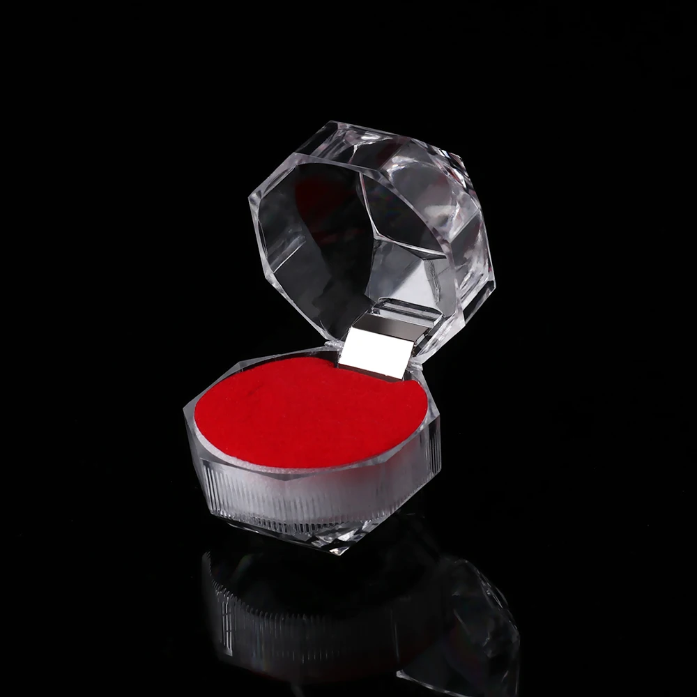 1 шт. 4*4 см кристалл акриловые портативные прозрачные кольца коробка для показа сережек Свадебные ювелирные изделия посылка Коробка кольцо Органайзер коробка для хранения