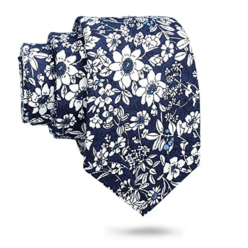 

HAWSON Slim Skinny Tie for Men Floral Pattern Ties Cotton Mens Suite Necktie in Gift Box