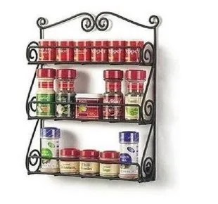 Rústica de hierro forjado estante condimento estante especiero pared