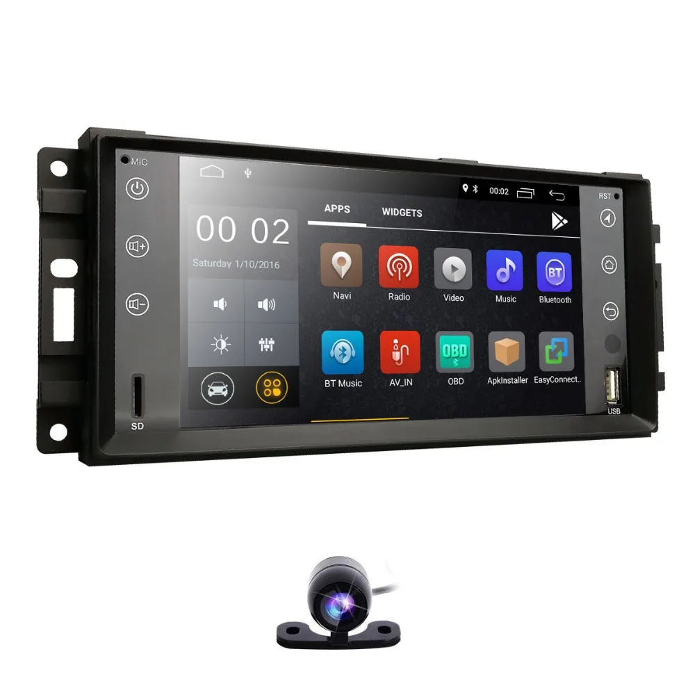 Clearance 2G+16G Hizpo Car Stereo GPS Player for Dodge Ram Challenger Jeep Wrangler JK Head Unit Single Din Touch Screen In dash Radio CAM 1