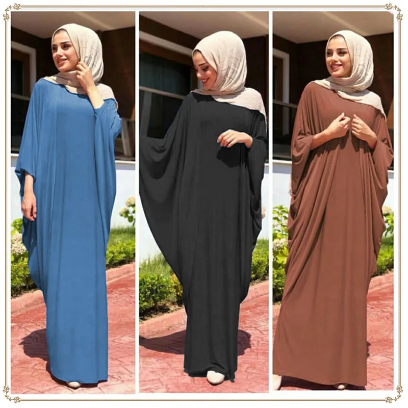 

Muslim Abaya Dress Irregular Casual Loose Bat Sleeve Arabic Robe Ramadan Islamic Prayer Clothing Kaftans For Women Plus Size