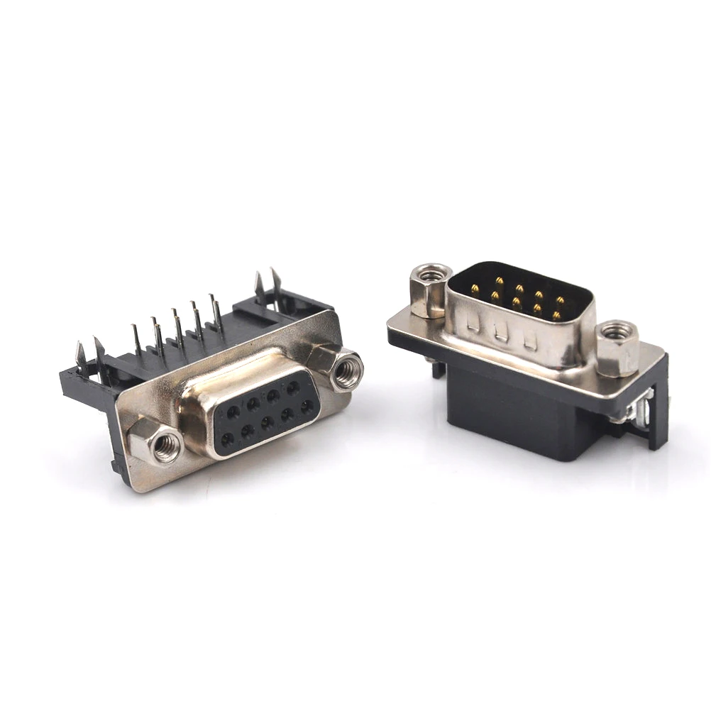

1pair DB9 Connector DR9 Female Flapper Female Horizontal Hole DR-9S 90 Degrees Looper / Serial DB9 Female RS232 9-core