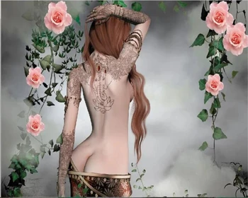 

beibehang 3d wallpaper Personality India Middle Eastern Masked Beauty Wallpaper Decorative Mural TV Background papel de parede