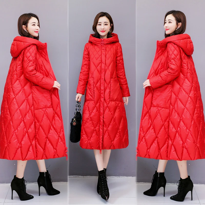 winter Women Snow White Down Coat Plus size Fashion jacket hoodie long Parkas warm Sweet Jackets Female winter coat clothes