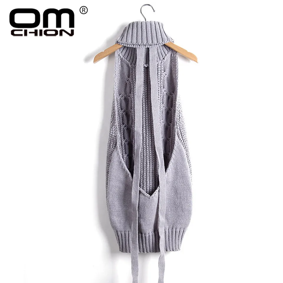 2019 Summer New Turtleneck Sleeveless Long Virgin Killer Sweater Japanes Knitted Sexy backless Women Sweaters And Pullovers WM03