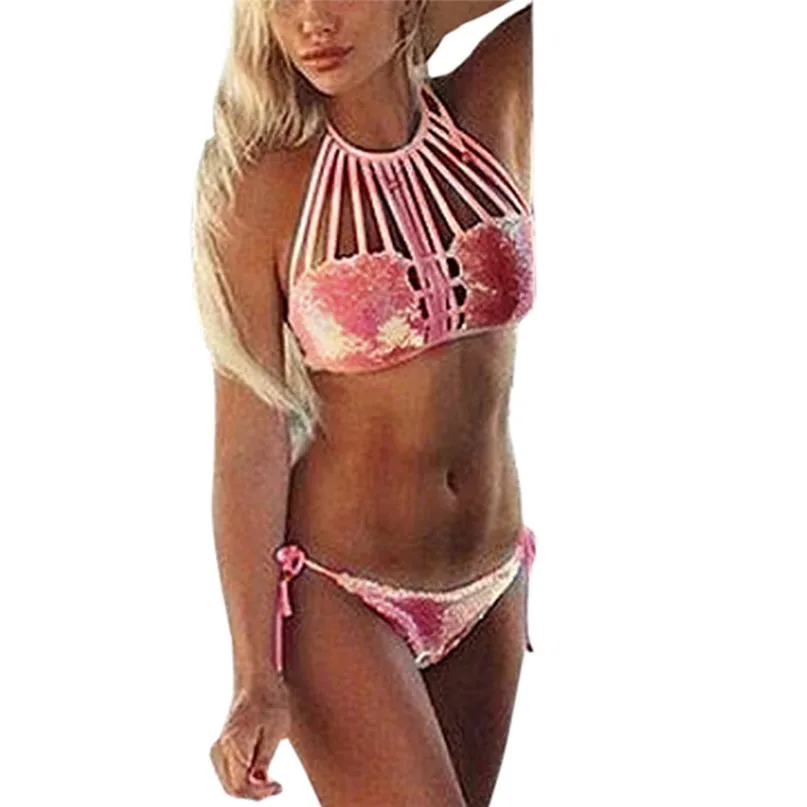 Women Swimsuit Bandage Bling Sequin Bikini Set Push-up Padded Bra Swimsuit Swimsuit Women Summer 2018 Beachwear NEW #2J97 (12)