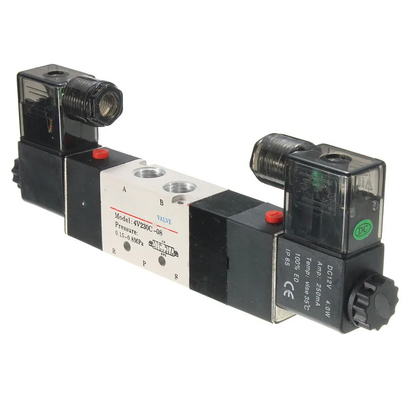 4V230C 08 DC 12V двойная головка 3 положения 5 способ пневматический Соленоидный