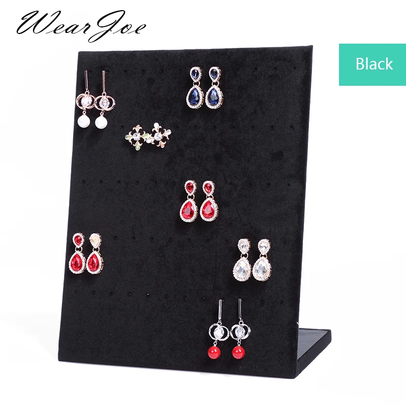  Newest High Capacity 30 Pairs Earring Jewelry Display Velvet Rack Stand Holder Storage Slope Earrin