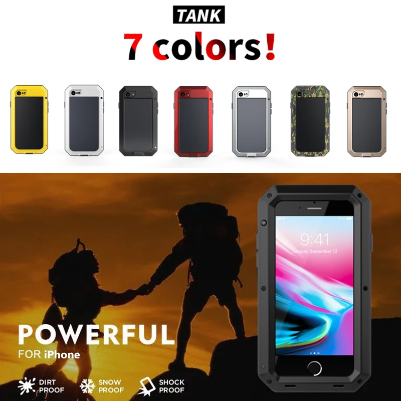 الفاخرة الموت درع معدن الألمنيوم الهاتف حقيبة لهاتف أي فون XS ماكس XR X 6 6 S 7 8 زائد 5 S SE 5 5C 4 S كامل الجسم غطاء للصدمات Fundas