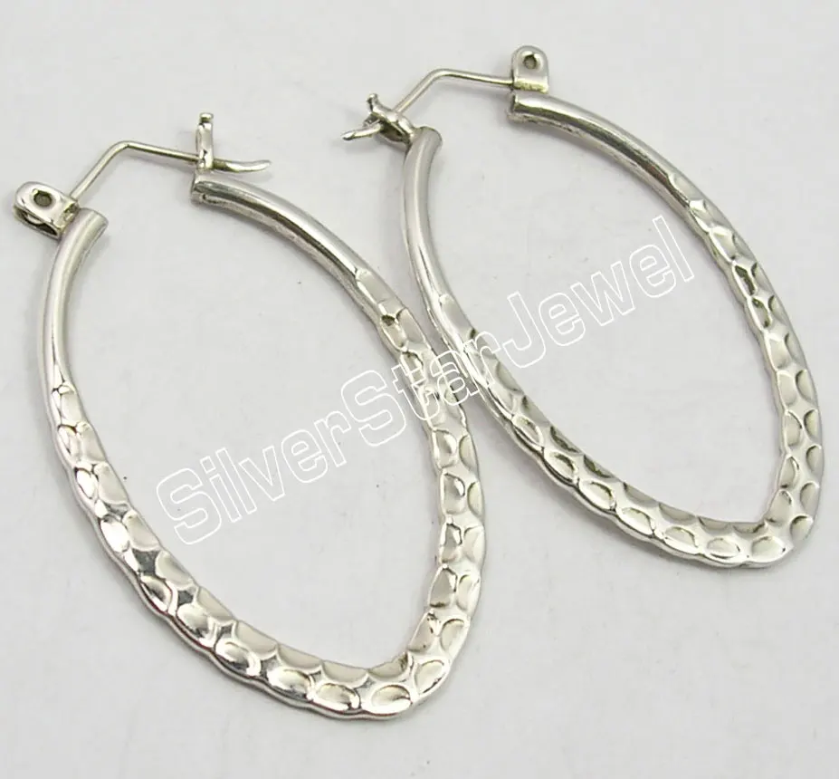 

Silver Designer Plain dangle Earrings 4.3CM
